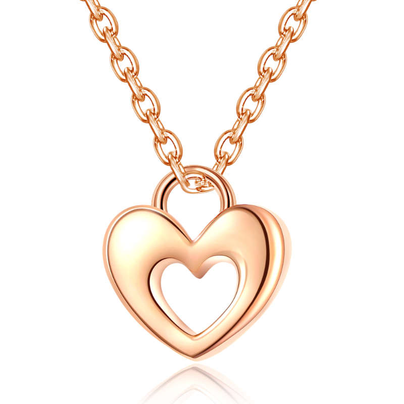 Silver Rose Gold Plated Heart Necklace