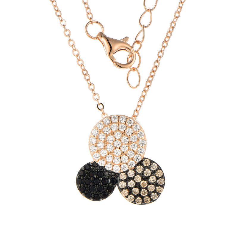 Silver Rose Gold Circle Cubic Necklace