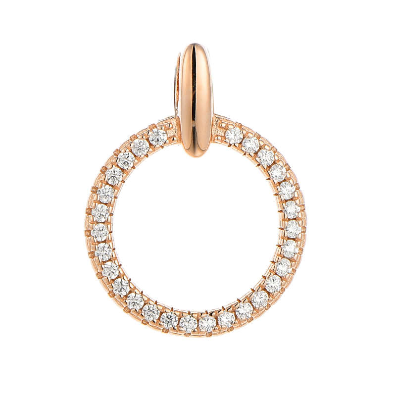 Silver Round Circle Pave Set Necklace