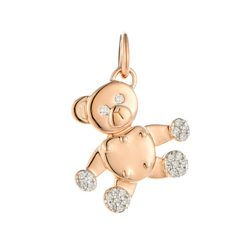 Silver Rose Gold Plated Cubic Teddy Bear Necklace