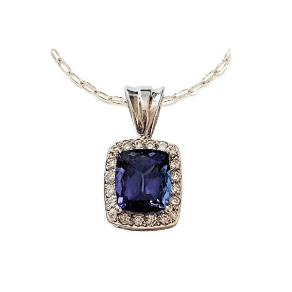 14ct White Gold Diamond And Tanzanite Pendant