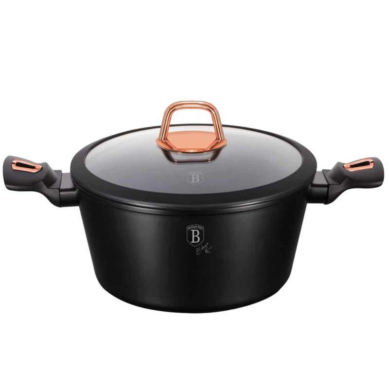 Berlinger Haus - 20 cm Marble Coating Metallic Line Casserole With Lid - Black Rose (Display Model)