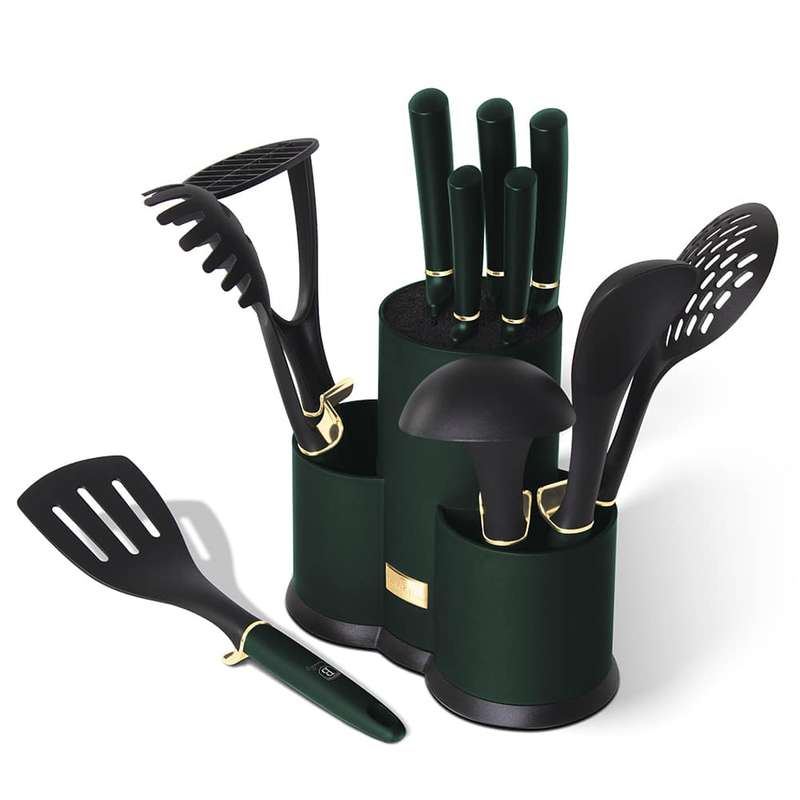Berlinger Haus 12 Pieces Knife and Kitchen Utensil Set with Stand - Emerald (READ DESCRIPTION)