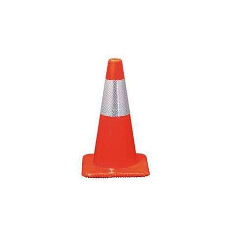 Traffic Cone Flexible Day-glow Orange With Reflective - 450mm Single