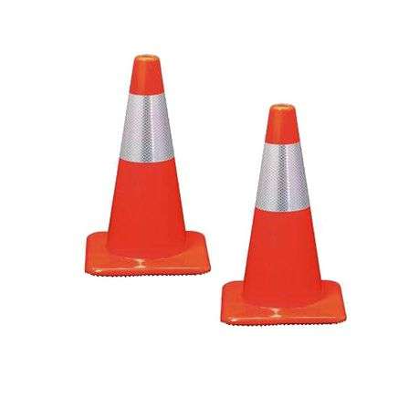 Traffic Cone Flexible Day-glow Orange With Reflective - 450mm Twin Pack
