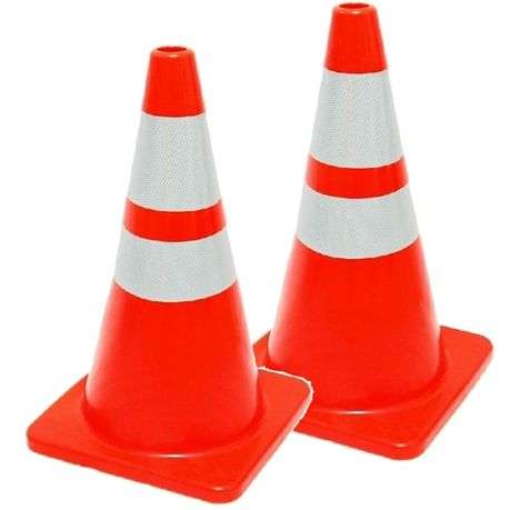 Traffic Cone Flexible Day-glow Orange With Reflective - 750mm Twin Pack