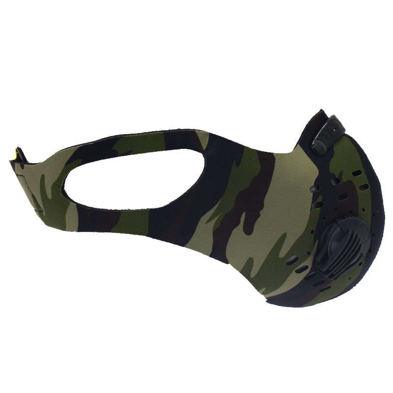 Neoprene Dual Valve Respirator Mask  Washable and Reusable  Skin Friendly  Camo Green