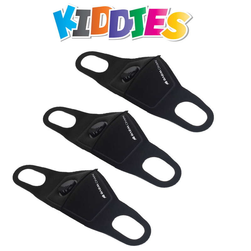 Huracan Nanowave Second Edition Combo - 3X Kiddies Black Respirator Reusable Mask