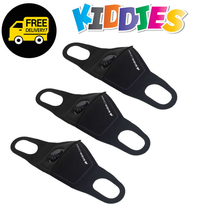 Huracan Nanowave Second Edition Combo - 3X Kiddies Black Respirator Reusable Mask