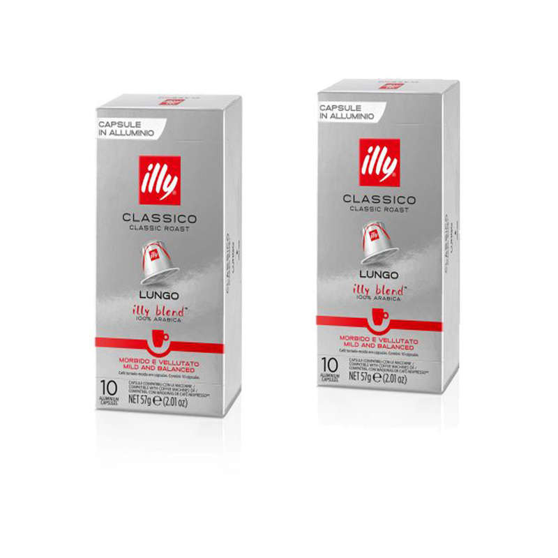 Nespresso Compatible Illy Capsules - Classico Lungo Roast (Long Espresso) - 2 X 10 Capsules