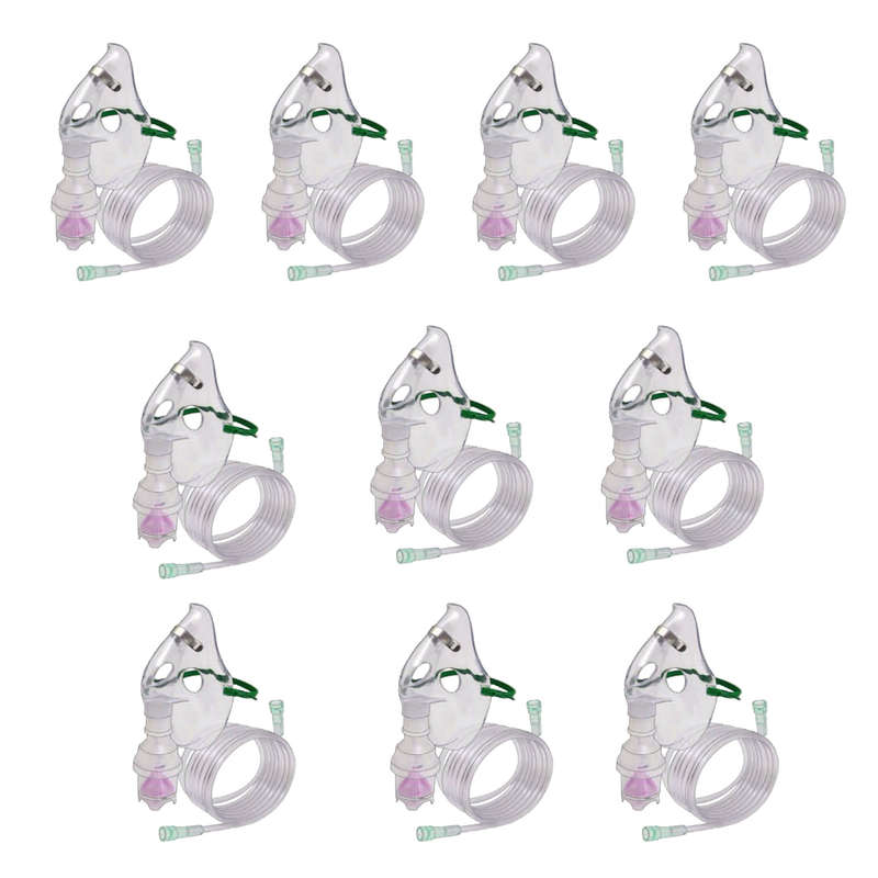 Nebulizer Mask with Chamber, Tubing &amp; Elasticated Straps - 10 Pack