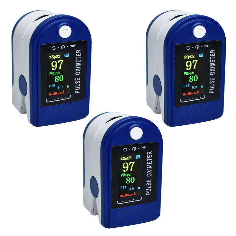 Oximeter Multi Colour Screen Oxymeter Fingertip Oxygen and Pulse Rate Screening Tool - 3 Pack