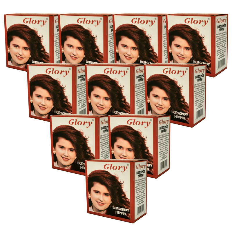 Glory Henna Natural Hair dye - Ammonia Free - Burgundy  - 10 Pack
