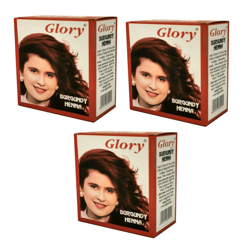 Glory Henna Natural Hair dye - Ammonia Free - Burgundy  - 3 Pack