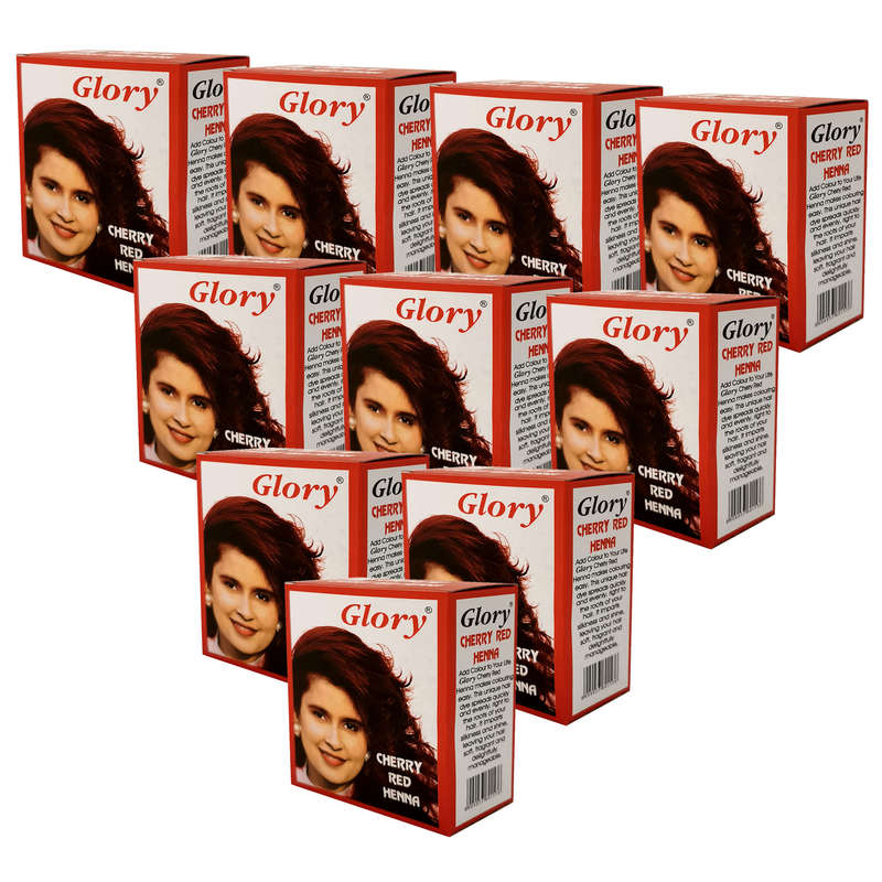 Glory Henna Natural Hair dye - Ammonia Free - Cherry  Red  - 10 Pack