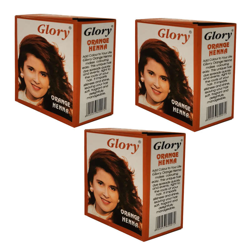 Glory Henna Natural Hair dye - Ammonia Free - Orange  - 3 Pack