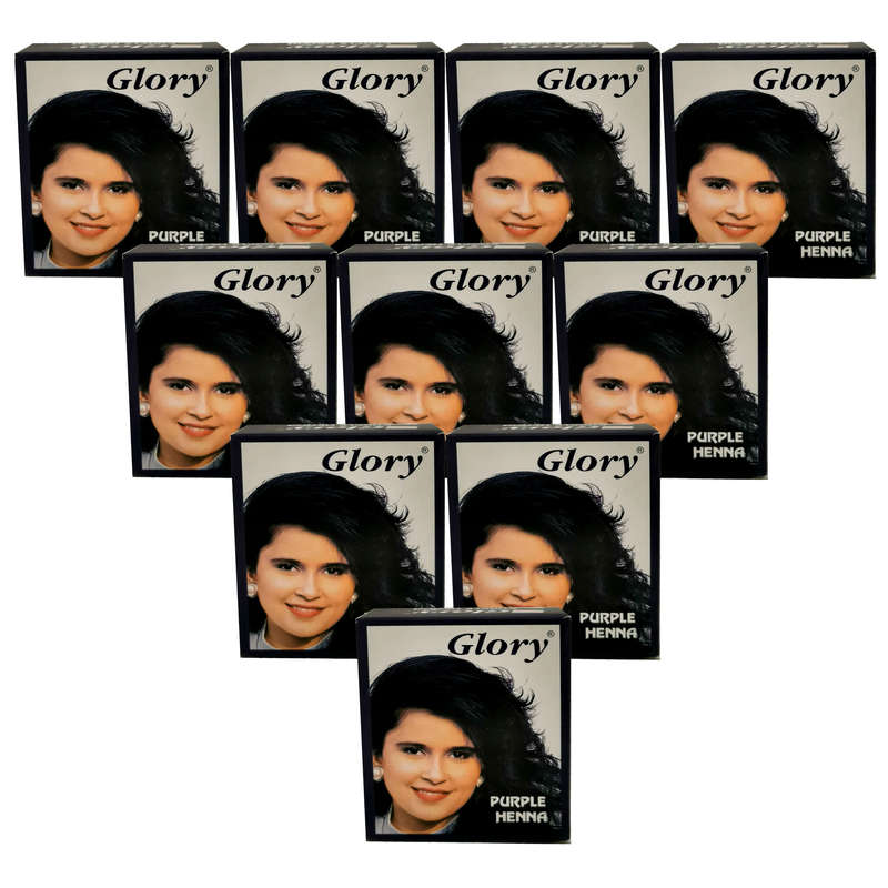 Glory Henna Natural Hair dye - Ammonia Free - Purple - 10 Pack