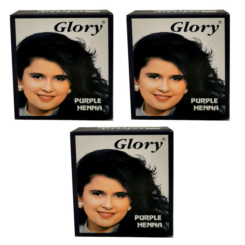 Glory Henna Natural Hair dye - Ammonia Free - Purple - 3 Pack