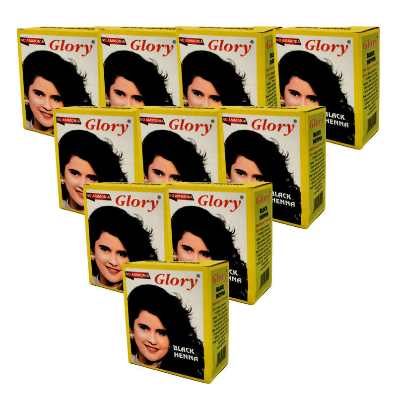 Glory Henna Natural Hair dye - Ammonia Free - Black  - 10 Pack