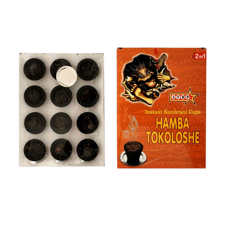 Hamba Tokoloshe Premium Sambrani Cups &amp; Safety Tray - 1 Pack with 12 Cups