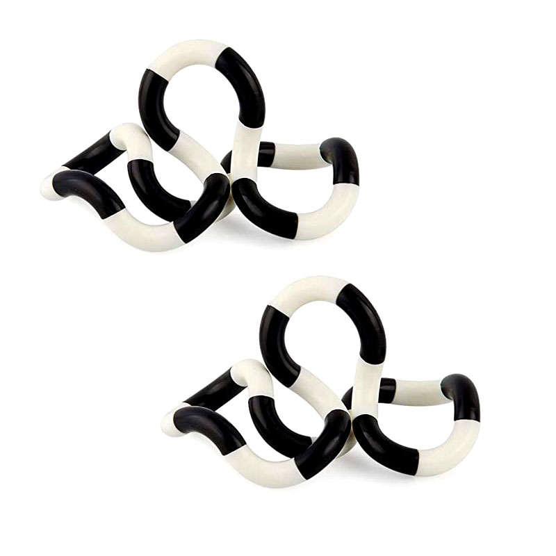 Fidget Toy Twist &amp; Tangle Fidget Stress Reducer Toy - White &amp; Black - 2 Pack