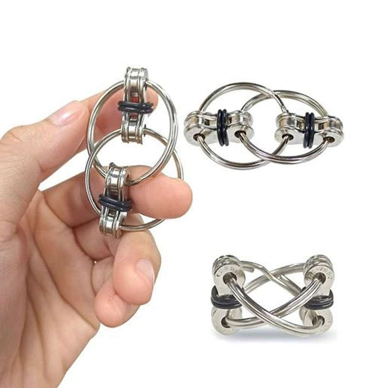 Fidget Toys Stress Relief Flippy Chain - Keyring - Black &amp; Green Combo