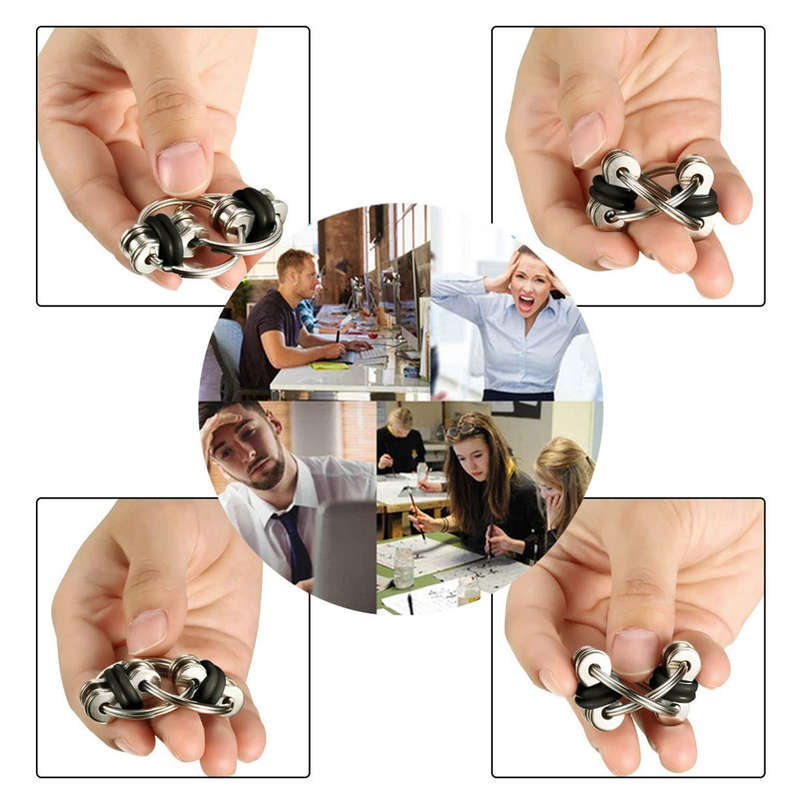 Fidget Toys Stress Relief Flippy Chain - Keyring - Black &amp; Green Combo