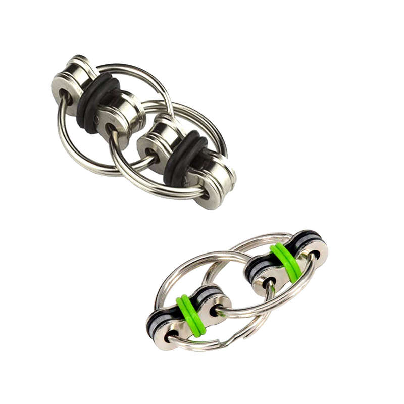 Fidget Toys Stress Relief Flippy Chain - Keyring - Black &amp; Green Combo