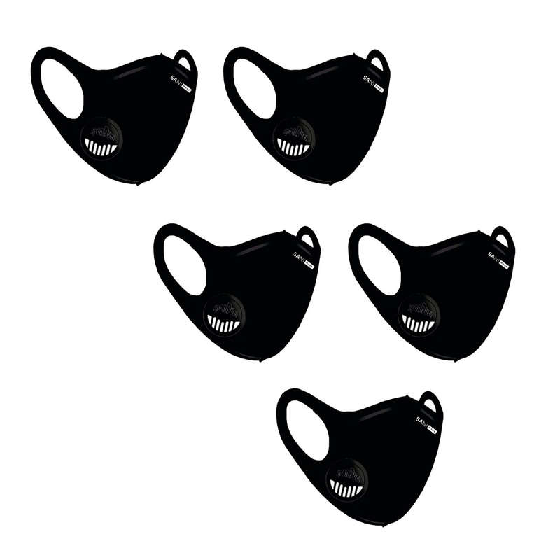 Face Mask - Protective Reusable Multiple Filter Layered Valve Sani Masks - 5 Pack