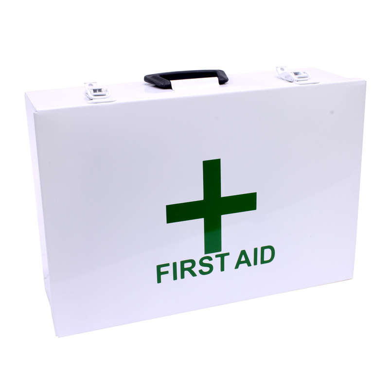 Empty White Metal Box Wall Mount For Regulation First Aid Kit