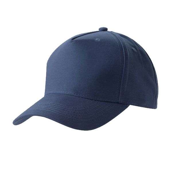 5 Panel Cotton Cap with Velcro Closure - Navy Blue Each