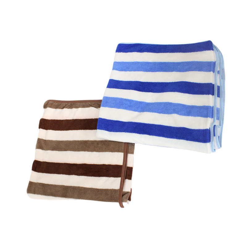 Cotton Beach Towel - Striped - Brown &amp; Blue 2 Pack Combo