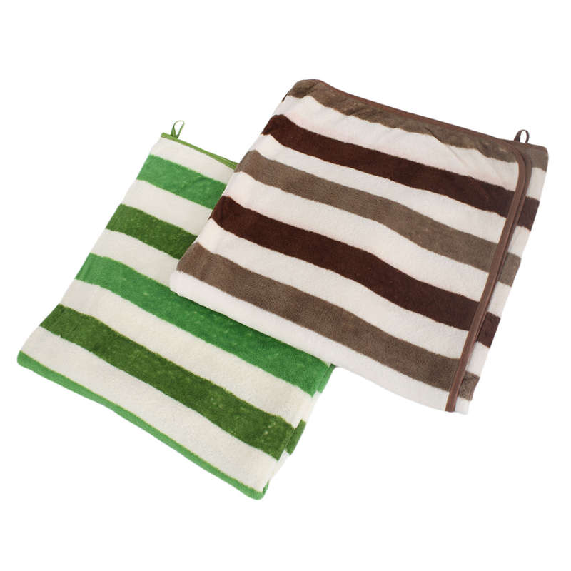 Cotton Beach Towel - Striped - Brown &amp; Green 2 Pack Combo