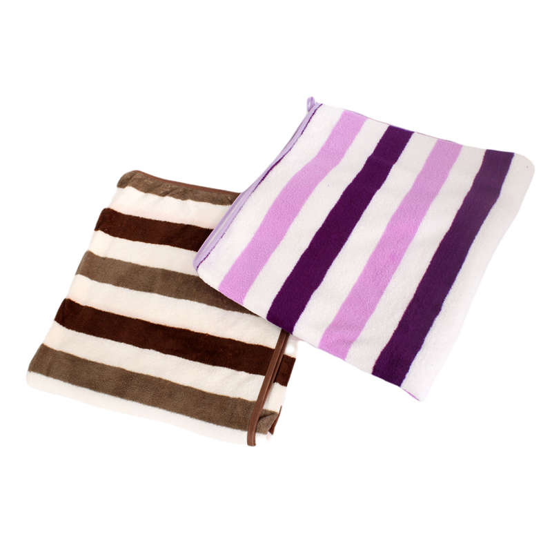 Cotton Beach Towel - Striped - Brown &amp; Purple 2 Pack Combo