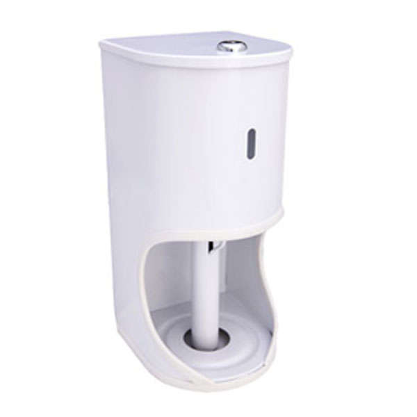 Toilet Roll Holder -2 Tier Lockable &amp; Refillable - Wall Mounted Unit- White