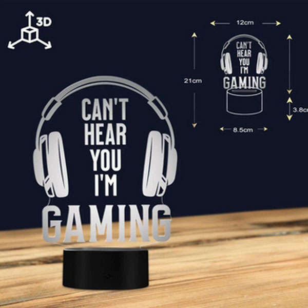 LED Desk Lamp - 3D Multicolour Gaming Headphone Bedside Night Light - Novelty Light