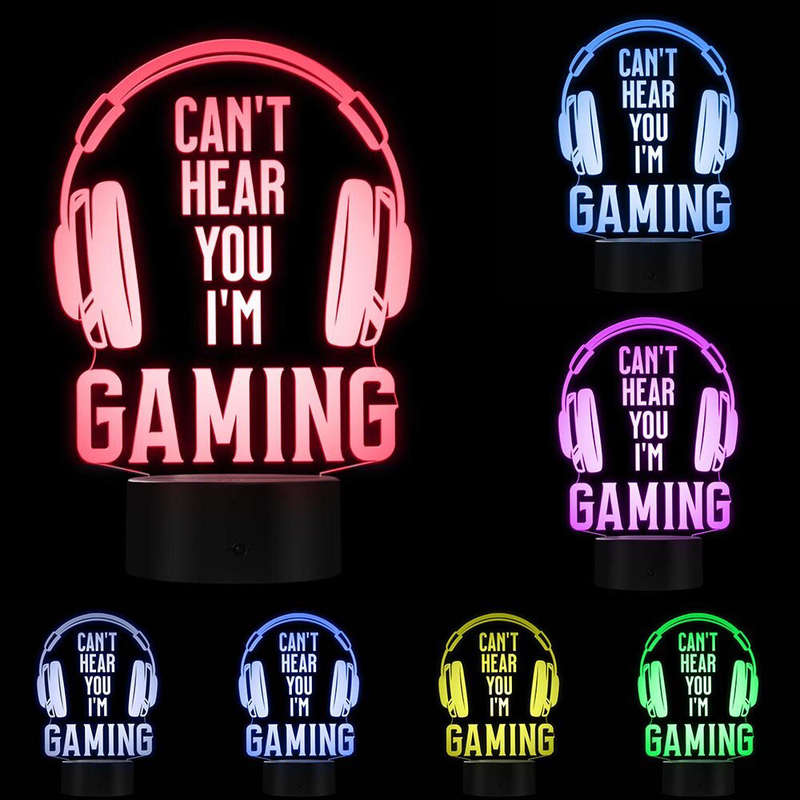 LED Desk Lamp - 3D Multicolour Gaming Headphone Bedside Night Light - Novelty Light