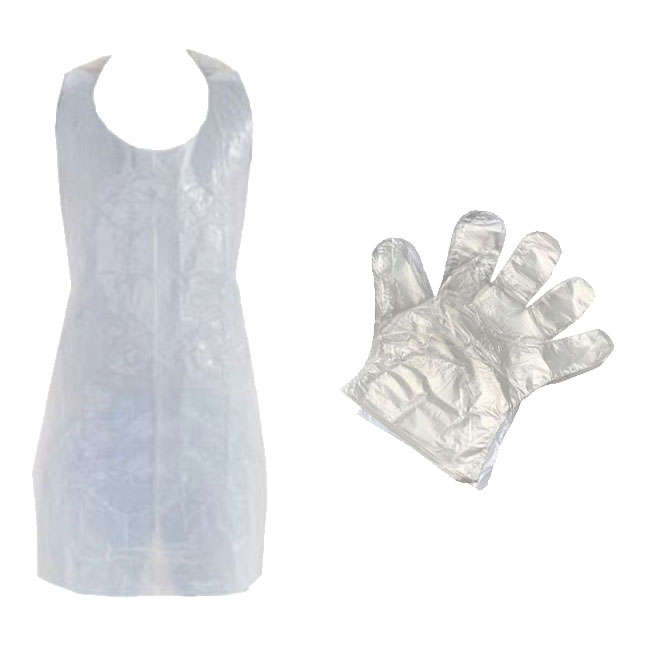 1000 x Disposable Plastic Aprons &amp; 1000 x Deli Gloves - One Size Fits All