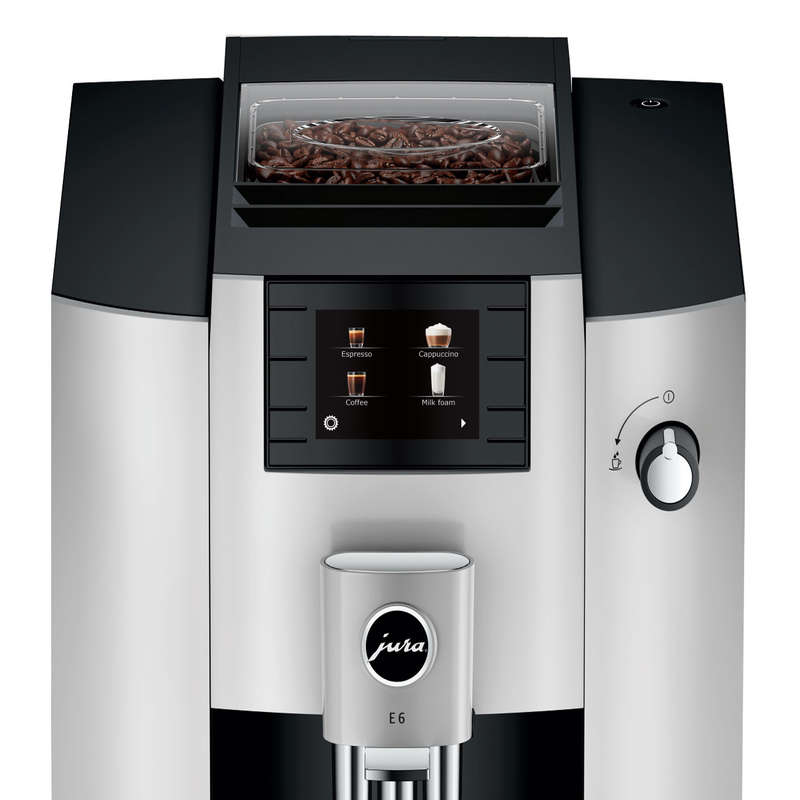Jura E6 Bean 2 Cup Automatic Platinum Coffee Machine - 2022 Model