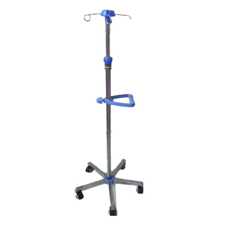 Stainless Steel Drip Stand with 5 Castor &amp; 4 Hooks