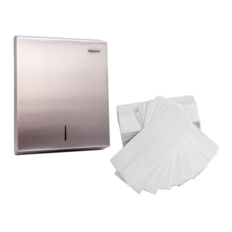 C-Fold Refillable Dispenser &amp; 2000 1Ply Hand Paper Towel Combo