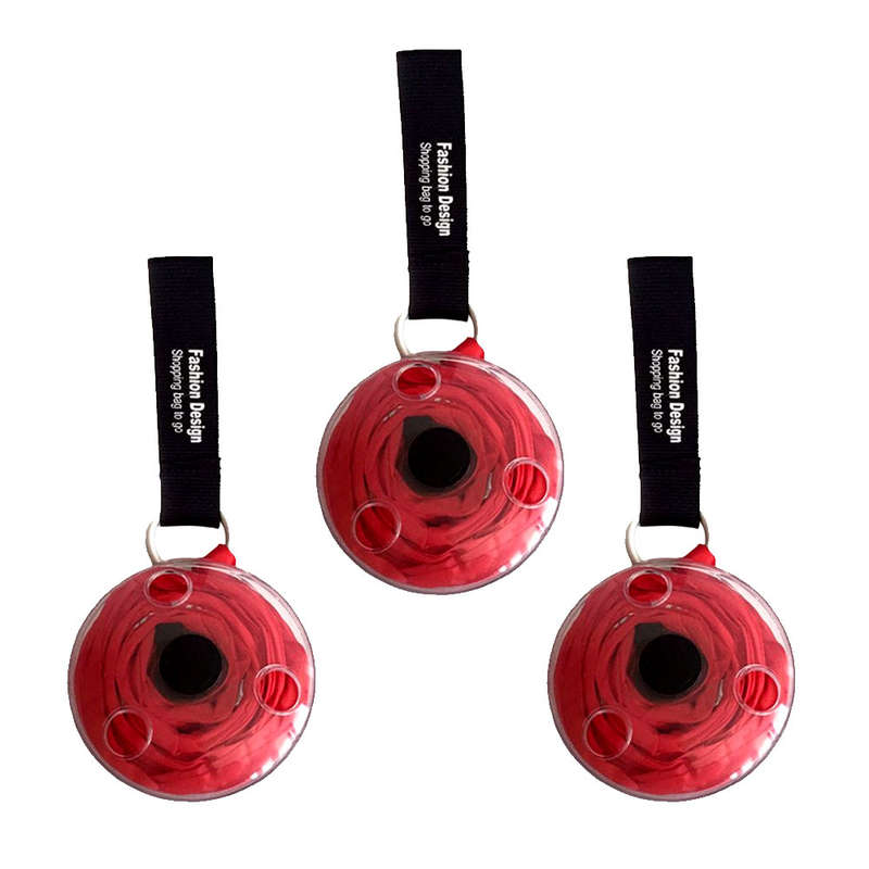Portable Reusable Eco-Friendly Roll Up Shopping Bag - Red - 3 Pack