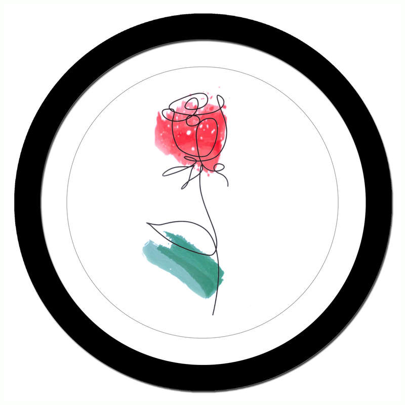 Modern Line Art Black Framed Wall Art Home Decor - Abstract Red Rose