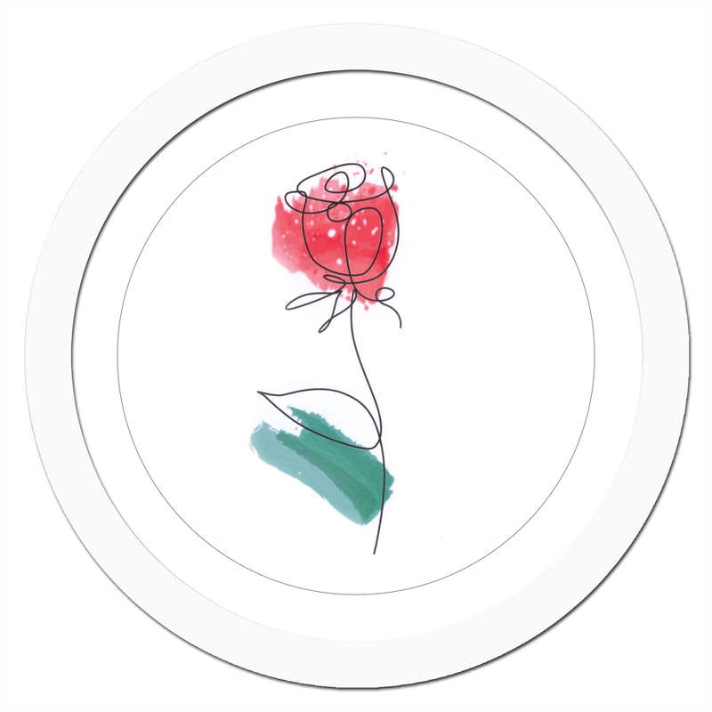 Modern Line Art White Framed Wall Art Home Decor - Abstract Red Rose