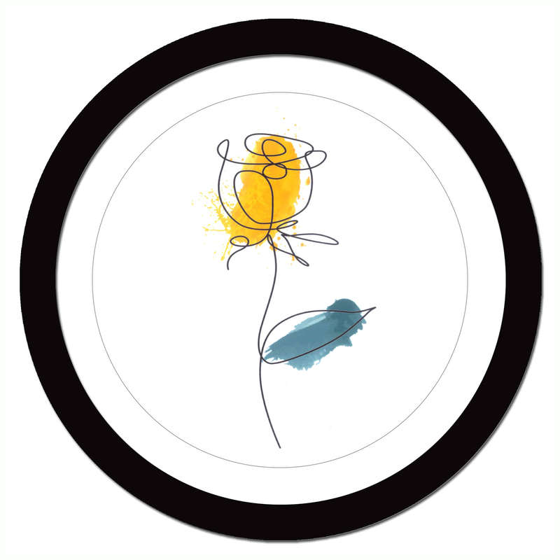 Modern Line Art Black Framed Wall Art Home Decor - Abstract Rose