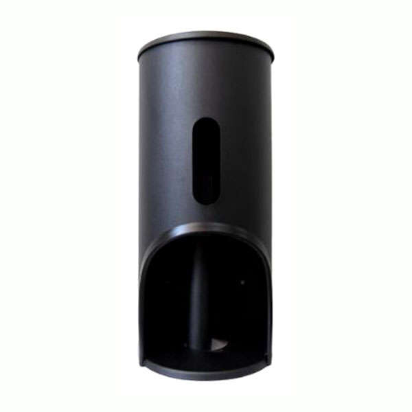 Toilet Roll Holder - 2 Tier Lockable &amp; Refillable - Round - Black
