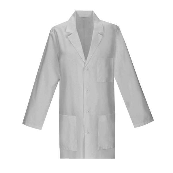 Medical Coat - Polycotton Reusable Washable Lab Coat Button Down - White - Large