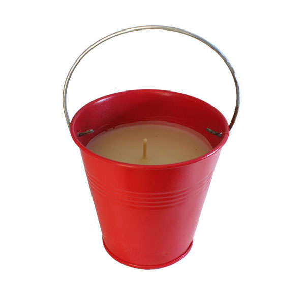 Citronella Mosquito / Insect Repellant Candle in Metal Bucket - 250g - Red