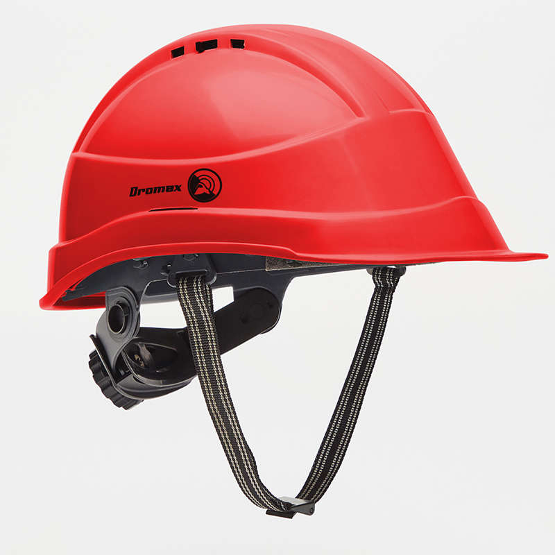 Dromex Protective Hard Hat - Worker Safety Helmet - Red