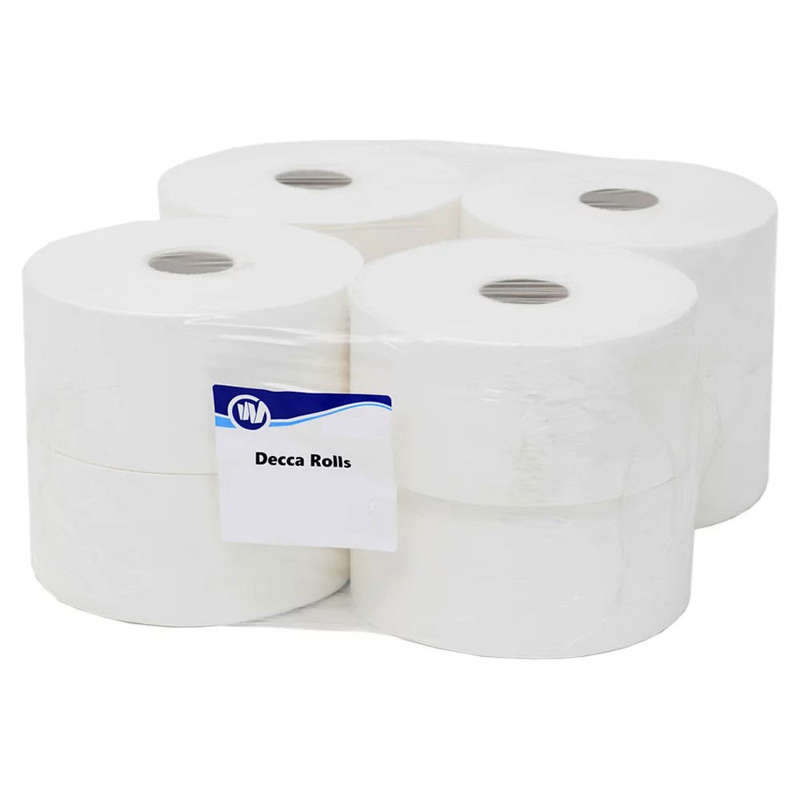 Decca Toilet Paper Rolls - (100 x 100) 5000 Sheets - 1 Ply - 8 Pack